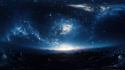 Wall Mural - nighttime graphy capturing galaxy view above land and sea with clouds