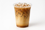 Chilled coffee beverages with milk and ice served in various containers