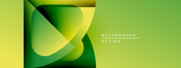 Poster - Abstract geometric design. Gradient shades blend yellow, green. Modern background suitable for banners, presentations. Minimalist style.
