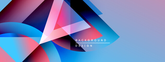 Poster - Abstract geometric shapes blend vibrant colors. Gradient hues create dynamic visual effect. Modern design element for backgrounds.
