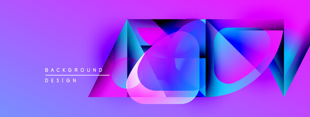Poster - Abstract geometric shapes overlap, creating vibrant purple, blue gradients. Modern design element for backgrounds, presentations.