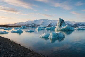 Wall Mural - spectacular icy landscape featuring floating icebergs in a pristine outdoor setting