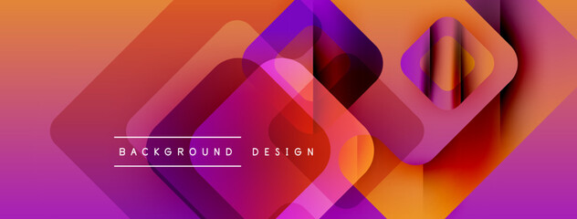 Aufkleber - Abstract geometric shapes overlap, creating vibrant gradient background. Text reads background design centered below forms. Modern, colorful composition.
