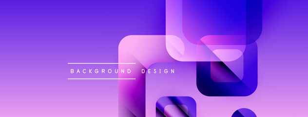 Poster - Abstract purple background. Overlapping squares create dynamic visual effect. Modern design elements present smooth gradients.