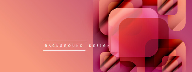Aufkleber - Abstract geometric shapes, pink hues, modern design. Overlapping squares create dynamic visual texture. Gradient colors provide depth.