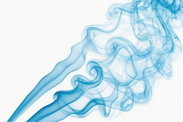 Wall Mural - swirling blue smoke abstract on a white backdrop