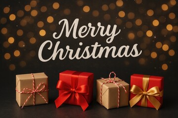 Poster - Festive holiday greeting with glowing lights and sparkling bokeh on a dark backdrop, celebrating the New Year