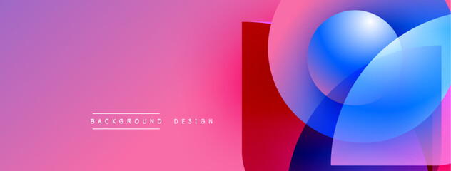 Poster - Abstract gradient background. Pink, purple, red hues blend with blue circular shapes. Minimalist text reads background design. Modern visual composition.