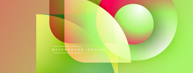 Aufkleber - Abstract geometric shapes overlap. Vibrant colors blend, creating modern background design. Smooth gradients offer visual interest.