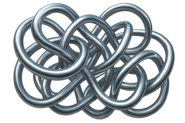 Poster - Metallic chrome tubes bending, overlapping, forming intricate geometric pattern against transparent backdrop, representing industrial innovation