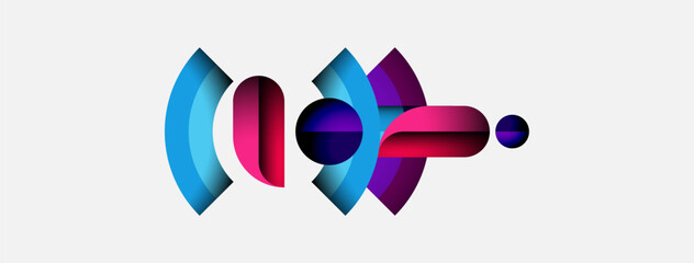 Poster - Abstract graphic design featuring overlapping colorful shapes. Modern aesthetic, vibrant hues, dynamic composition. Simple background.