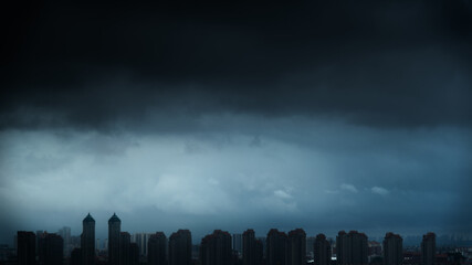 Wall Mural - City buildings under the dark night