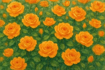 Aufkleber - Blooming paradise: a vibrant expanse of orange blossoms in a lush garden