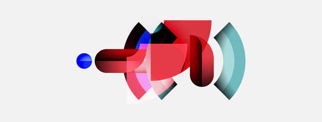 Poster - Abstract shapes overlap, creating dynamic composition. Red hues dominate with blue accent. Modern design, minimalist aesthetic.