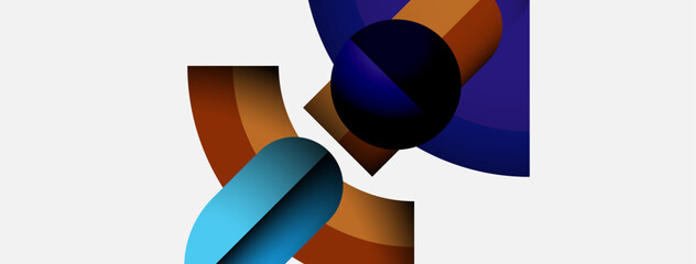 Poster - Abstract shapes overlap, creating dynamic composition. Warm, cool tones blend, suggesting depth, movement. Minimalist design, modern aesthetic.