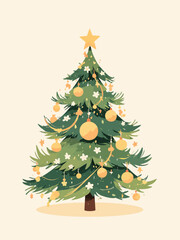 Aufkleber - Christmas tree filled with floral ornament isolated on light background