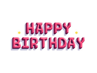 Aufkleber -  HAPPY BIRTHDAY text with blocky 8 bit font on white background