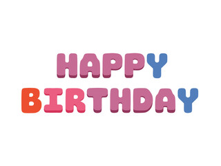 Aufkleber -  HAPPY BIRTHDAY text with blocky 8 bit font on white background
