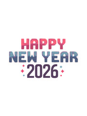 Aufkleber - HAPPY NEW YEAR 2026 text with blocky 8 bit font on white background