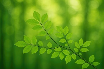 Aufkleber - Lush green foliage adorning a branch in a wild forest setting