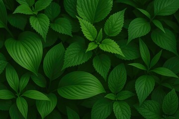 Poster - Close-up of vibrant green foliage highlighting intricate textures and color variations