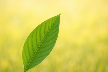 Poster - Light background with a green leaf motif