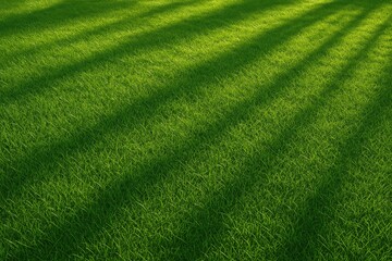 Poster - Lush green field illuminated by sunlight with shadow patterns