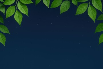 Poster - Lush foliage illuminated by moonlight with open space for writing