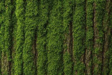 Aufkleber - Lush green moss covering the tree's outer bark