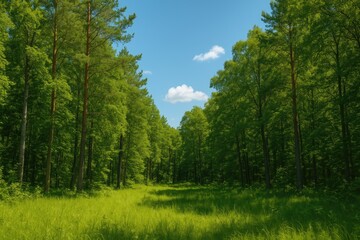 Poster - Lush greenery and plant life in a forest environment