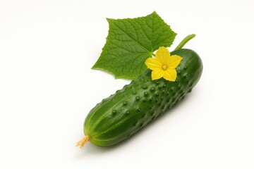 Poster - Fresh green cucumber displayed on a plain white backdrop