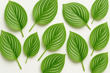 Poster - White-striped green foliage isolated on a plain background