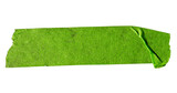 Green adhesive torn paper masking tape isolated on white background