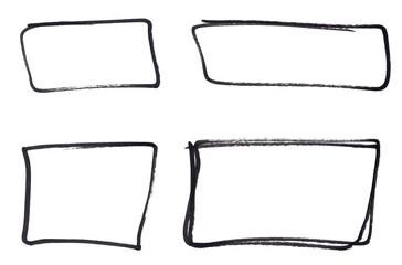 Poster - Black rectangle frame highlight drawn with marker pen on transparent background