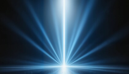 Abstract blue light rays creating a spotlight effect on dark background  