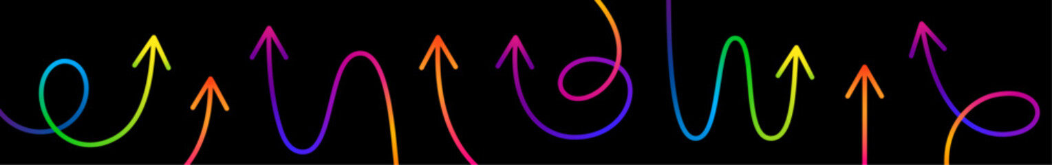 Poster - Abstract Color Gradient Arrows Set. Vector Growth and Swirl Line Arrows.
