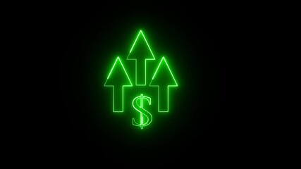 Fototapete - Glowing neon line of dollar sign icon and up arrow Money, profit, arrow and dollar investment, finance and success concept economy, finance and success concept.