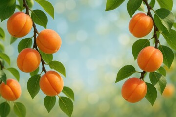 Poster - Detailed shot of apricots against a blurred background