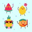 © iftitart - Cute summer fruit character set illustration
