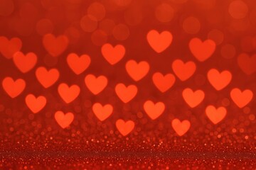 Poster - Soft red heart symbols against a shimmering pink background for a romantic celebration