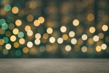 Poster - Vibrant blurred lights backdrop with a concrete surface