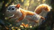 © andi - Cute squirrel leaps through forest