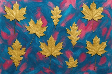 Wall Mural - Vibrant fall foliage with colorful abstract paint design