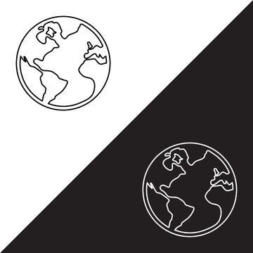 Globe icon vector. Earth icon sign symbol in trendy flat style. Planet vector icon illustration isolated on white and black background