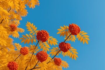 Wall Mural - Vibrant fall scenery featuring luminous foliage and colorful berries