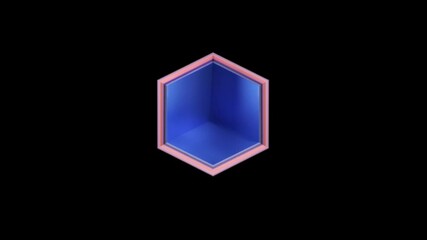Poster - Vibrant geometric hexagons pulsing rhythmically, expanding and contracting against stark black background, creating mesmerizing visual journey through color and motion
