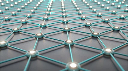 Poster - Futuristic Network of Interconnected Nodes Showcasing Quantum AI Development and Innovative Technology Patterns