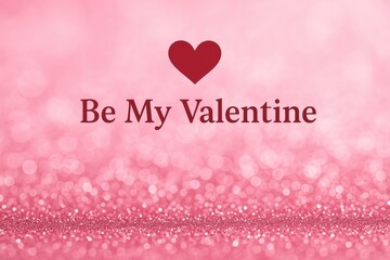 Aufkleber - Romantic Valentine's Day Message on a Vibrant Pink Blurred Backdrop with Sparkling Glitter Effect