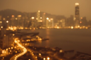 Aufkleber - Vintage-style abstract bokeh backdrop featuring a city skyline in muted tones
