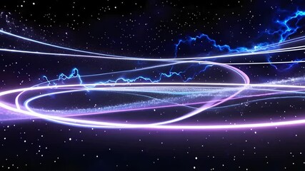 Leinwandbilder - Futuristic Sci-Fi Background with Light Trails and Lightning